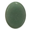 A green jade oval cabochon on a white background, perfect for use as a Tigers Eye Worry Stone.