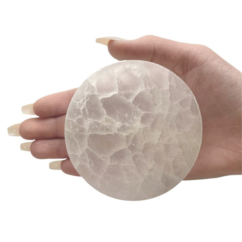Selenite Flat Cleansing Plate Round