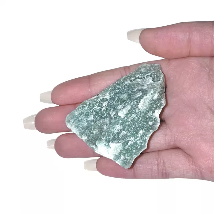 A person holding a Green Aventurine Rough 50g AAA Grade in their hand.