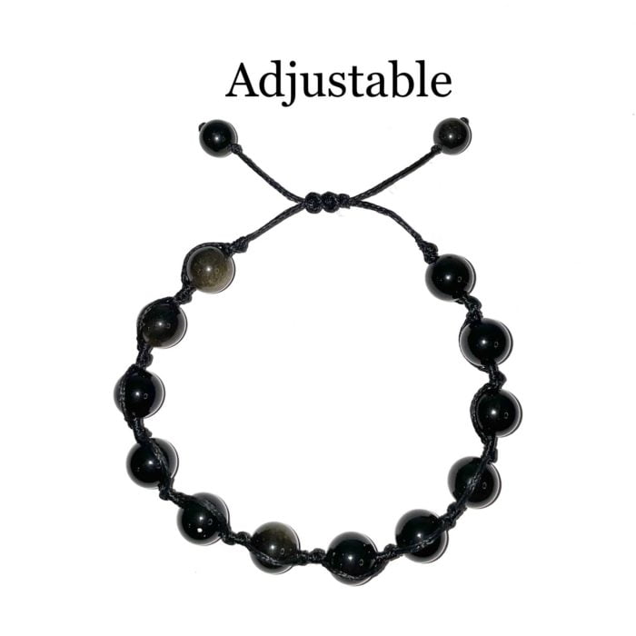 A Black Obsidian String Bracelet with adjustable size.