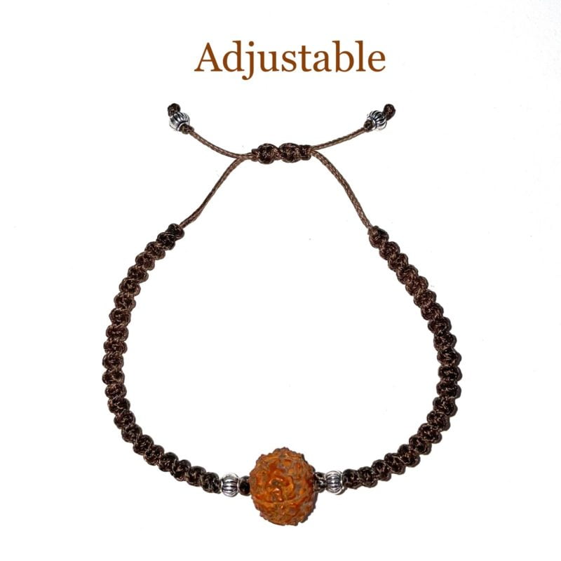 An adjustable Rudraksha String Bracelet featuring a rudraksha bead.