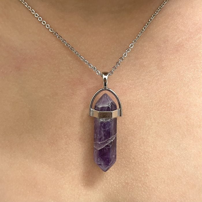 amethyst double terminated points necklace