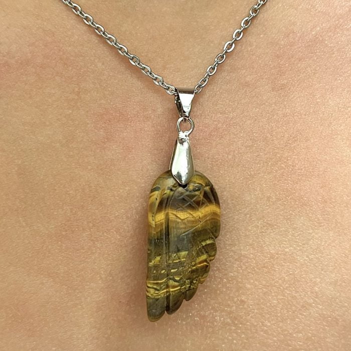 tigers eye angel wing necklace