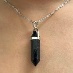 blue goldstone double terminated points necklace