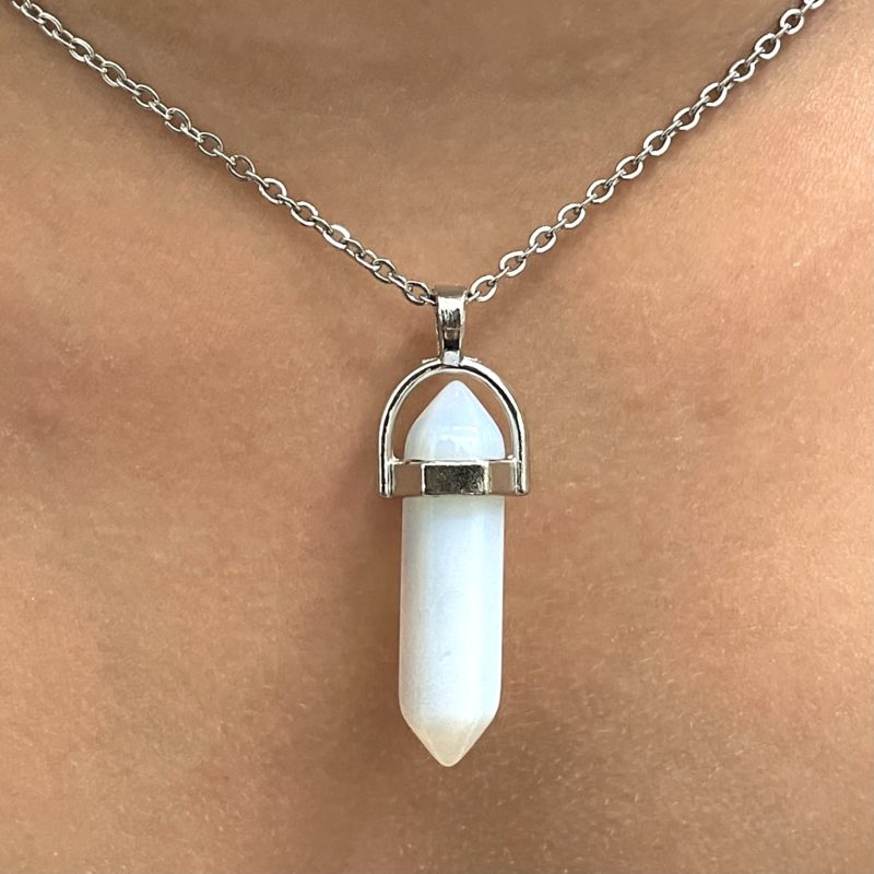 opalite double terminated point necklace