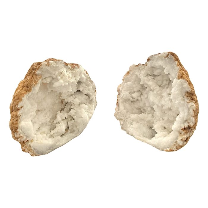 Two medium-sized pieces of Quartz Geodes Medium on a white background.