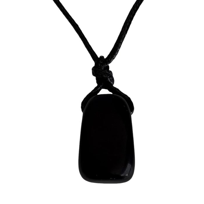 black Obsidian Tumbled Drilled Necklace
