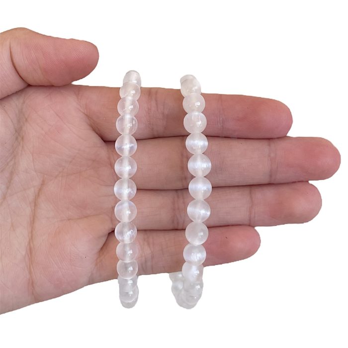 Selenite Bead Bracelet Thin