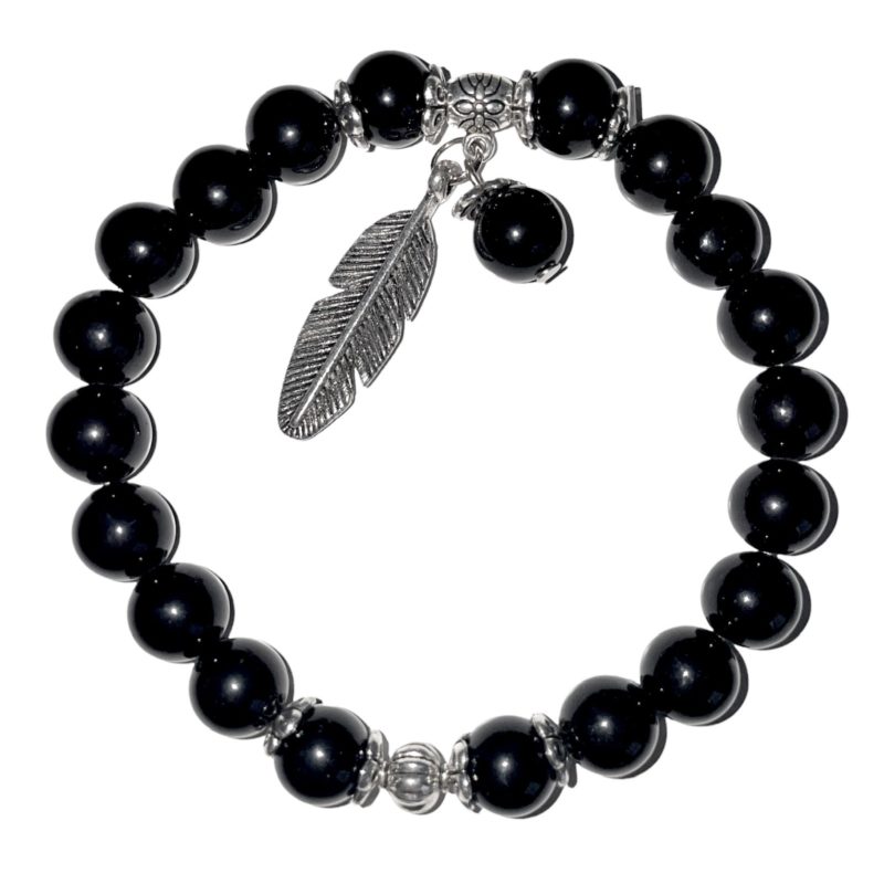 Black Obsidian Feather Bracelet