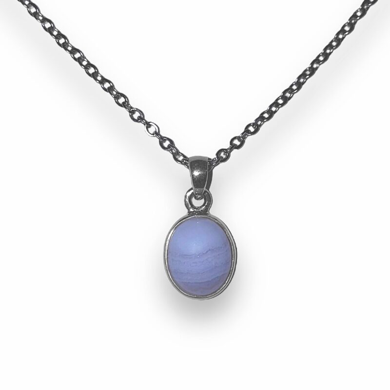 Blue lace Agate Oval Necklace