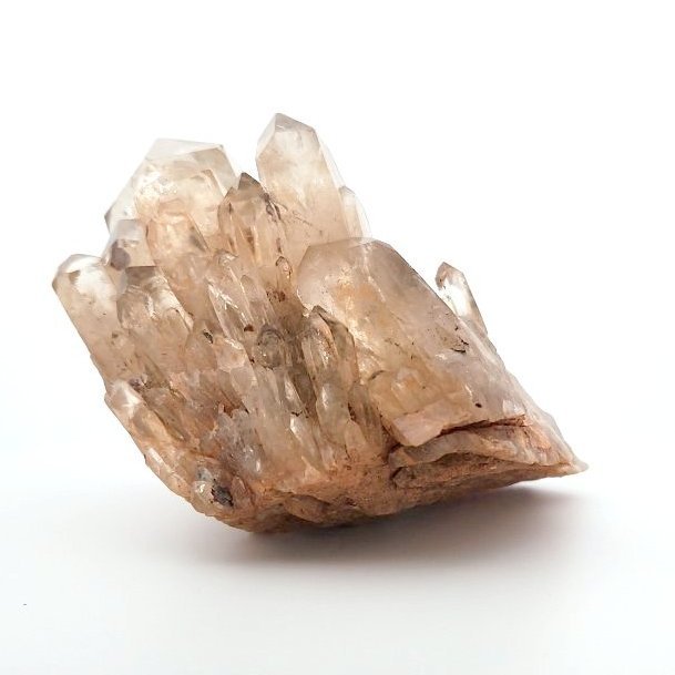 A Kundalini Citrine Cluster (C) on a white background.